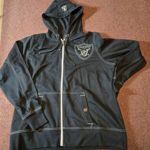 Raiders Hoodie Women's Size XL Black Grey Stitching Embroidered Vegas Oakland